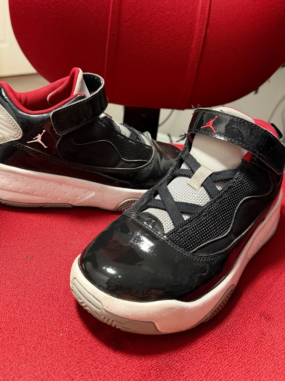 Jordan Kids Black, Red & White Velcro Sneakers
